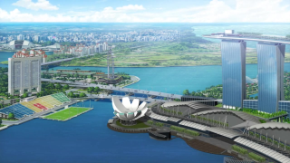 Das Marina Bay Floating Stadium, Singapore Flyer und das ArtScience Museum