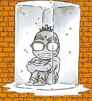 Aoyama erfriert in einem Eisblock