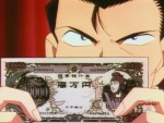 Kogoro zeigt einen alten 10.000 Yen Schein.